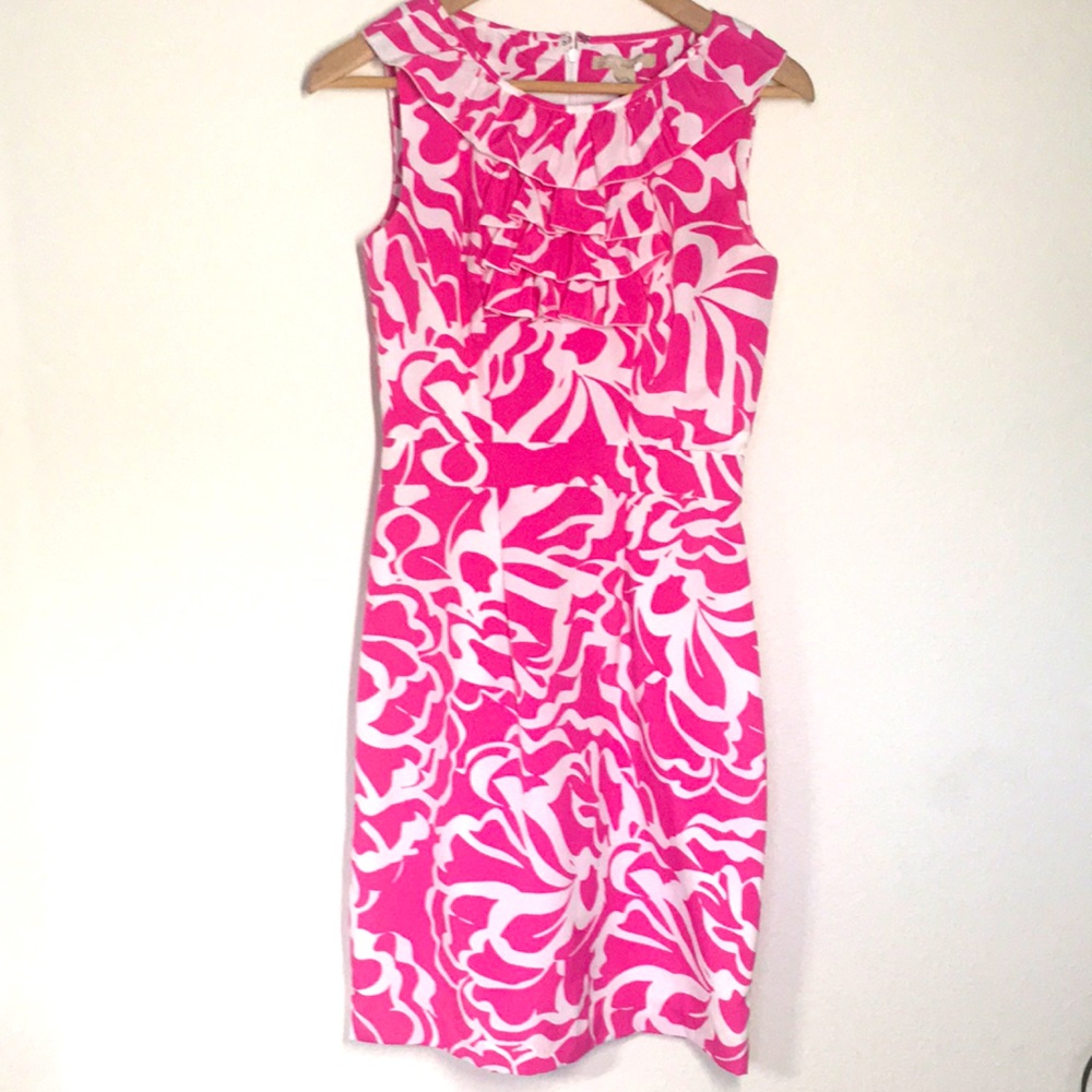 Banana Republic tropical pink and white dress